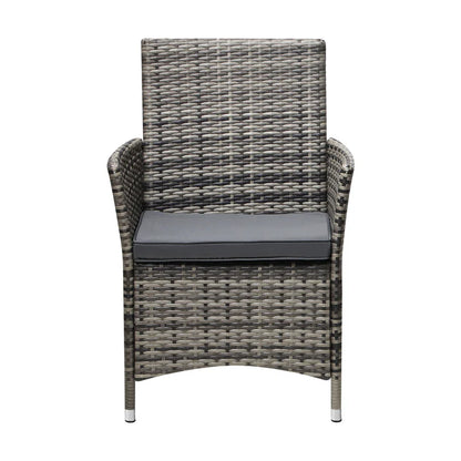 OPS-RTN-CH-GY-2PC Livsip 2x Outdoor Dining Chairs Rattan Outdoor Patio Chairs Furniture Grey