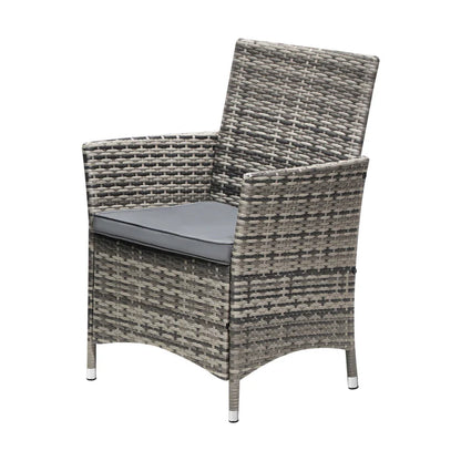OPS-RTN-CH-GY-2PC Livsip 2x Outdoor Dining Chairs Rattan Outdoor Patio Chairs Furniture Grey