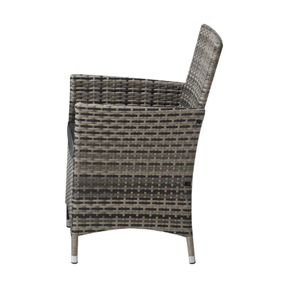 OPS-RTN-CH-GY-2PC Livsip 2x Outdoor Dining Chairs Rattan Outdoor Patio Chairs Furniture Grey