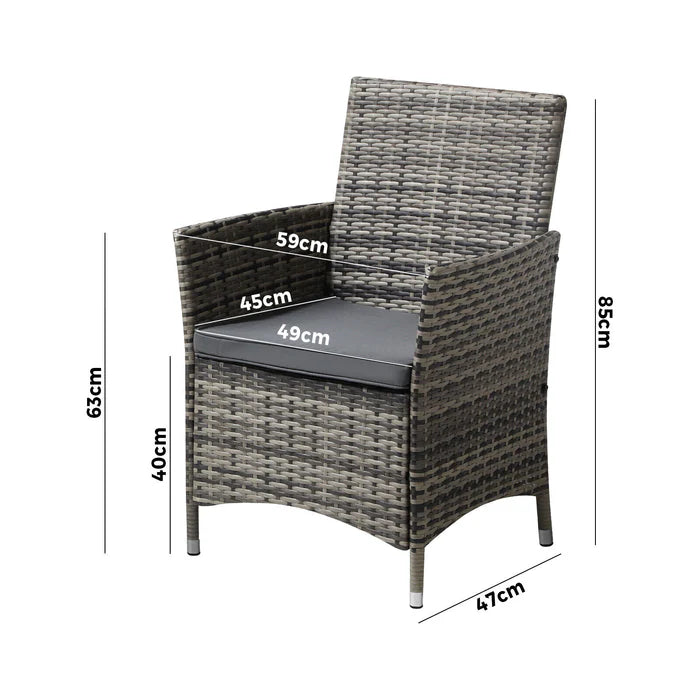 OPS-RTN-CH-GY-2PC Livsip 2x Outdoor Dining Chairs Rattan Outdoor Patio Chairs Furniture Grey