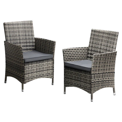 OPS-RTN-CH-GY-2PC Livsip 2x Outdoor Dining Chairs Rattan Outdoor Patio Chairs Furniture Grey