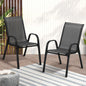 OPS-TXL-CH-BK-2PC Livsip Brand New Set of 2 Outdoor Stackable Chairs Patio Furniture Lounge Chair Bistro Set