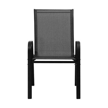 OPS-TXL-CH-BK-2PC Livsip Brand New Set of 2 Outdoor Stackable Chairs Patio Furniture Lounge Chair Bistro Set