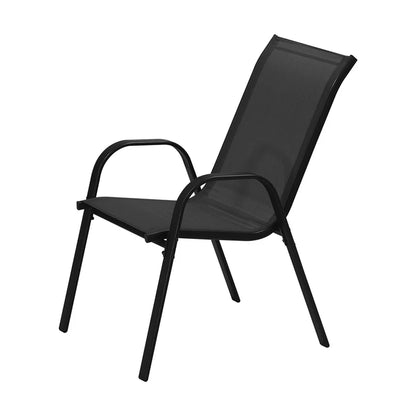 OPS-TXL-CH-BK-2PC Livsip Brand New Set of 2 Outdoor Stackable Chairs Patio Furniture Lounge Chair Bistro Set