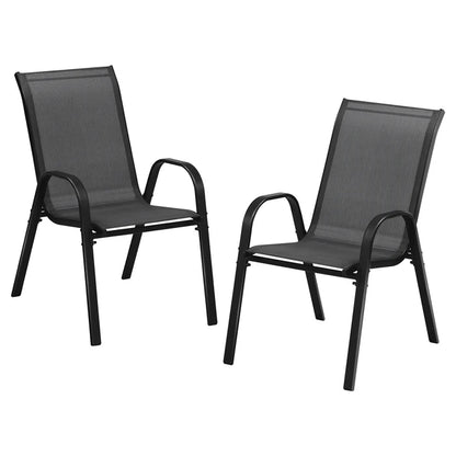 OPS-TXL-CH-BK-2PC Livsip Brand New Set of 2 Outdoor Stackable Chairs Patio Furniture Lounge Chair Bistro Set