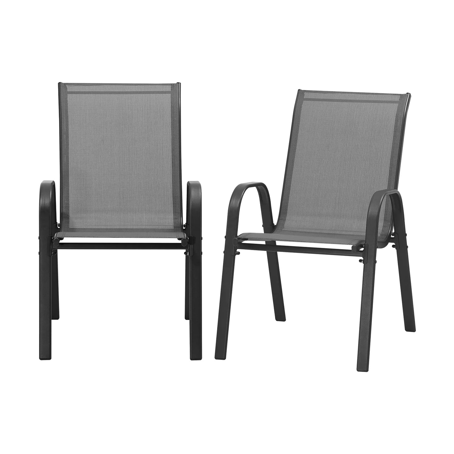 OPS-TXL-CH-GY-2PC 2PCS Outdoor Stackable Chairs Patio Furniture Lounge Chair Bistro Set Grey