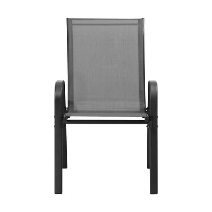 OPS-TXL-CH-GY-2PC 2PCS Outdoor Stackable Chairs Patio Furniture Lounge Chair Bistro Set Grey