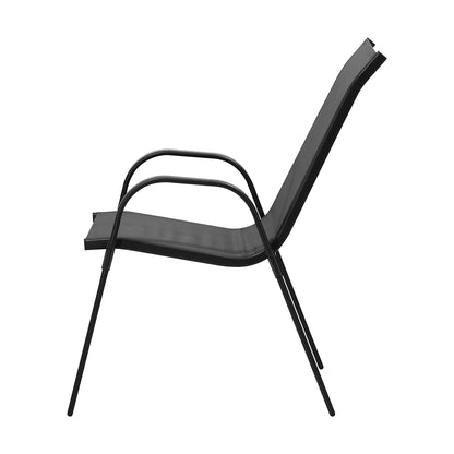 OPS-TXL-CH-GY-2PC 2PCS Outdoor Stackable Chairs Patio Furniture Lounge Chair Bistro Set Grey