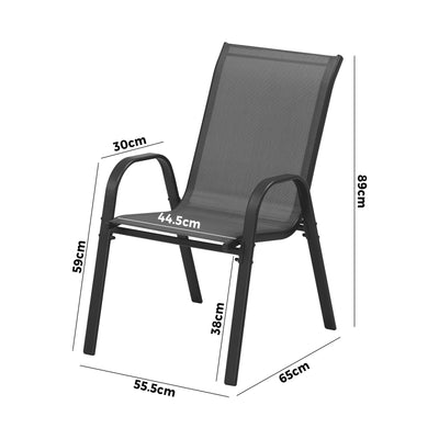 OPS-TXL-CH-GY-4PC Livsip Outdoor Stackable Chairs Patio Furniture Lounge Chair Bistro Set 4x Grey