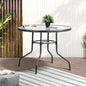 OPS-TXL-TB90-GY Livsip 90cm Outdoor Dining Glass Table Round Patio Furniture Bistro Set Grey