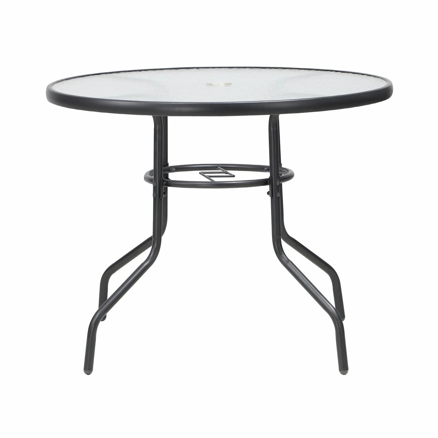OPS-TXL-TB90-GY Livsip 90cm Outdoor Dining Glass Table Round Patio Furniture Bistro Set Grey