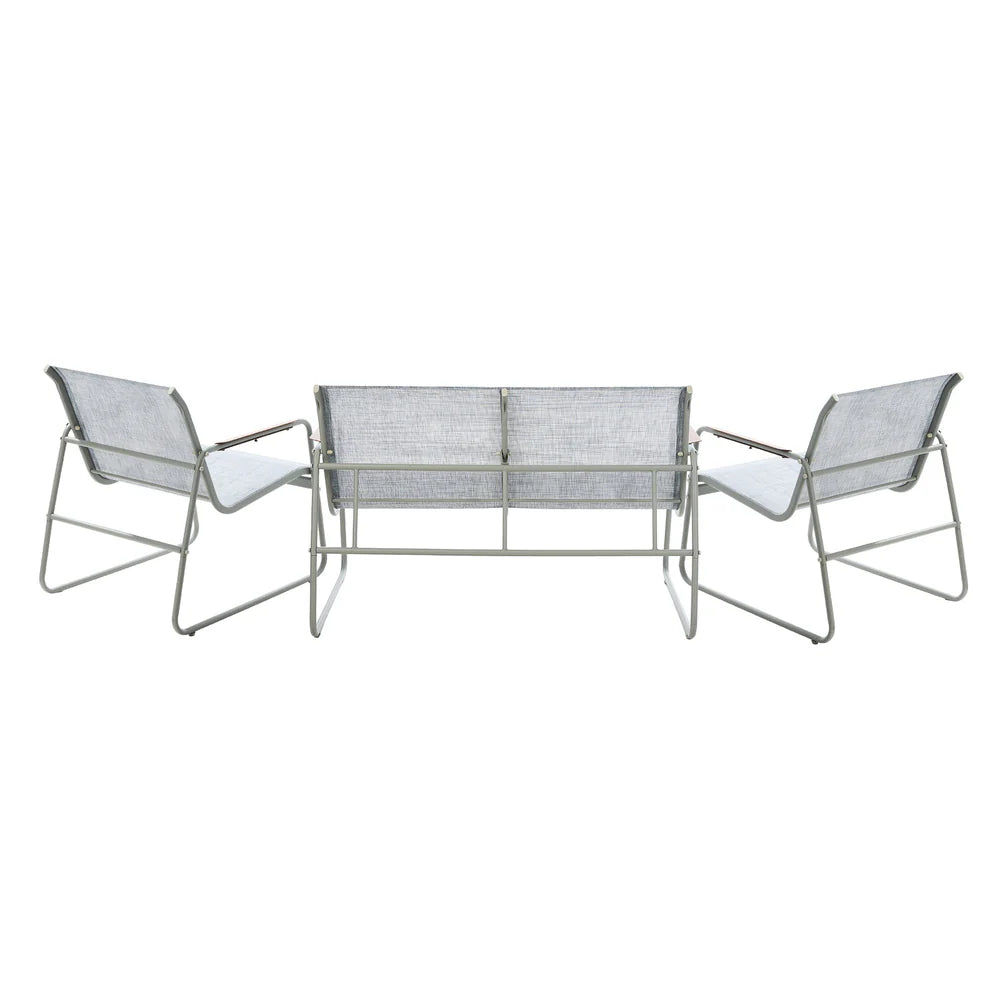 OPS-TXLARM-DB2CH-GY Livsip 4 Seater Outdoor Lounge Furniture Patio Set Bench Textilene Sofa Garden