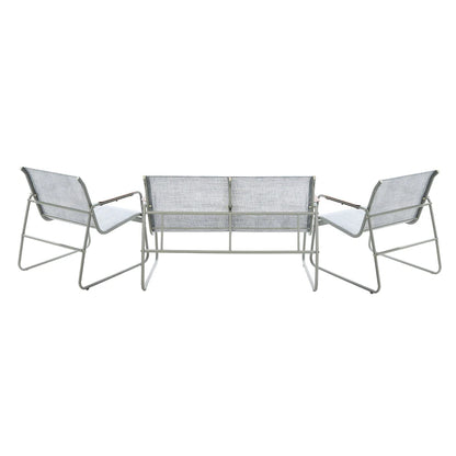 OPS-TXLARM-DB2CH-GY Livsip 4 Seater Outdoor Lounge Furniture Patio Set Bench Textilene Sofa Garden