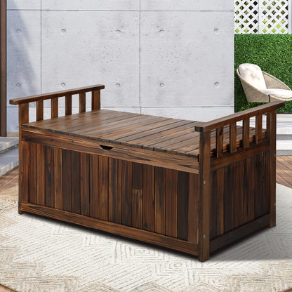 OSBE-WD-L-CA Livsip Outdoor Storage Box Wooden Garden Bench L Charcoal