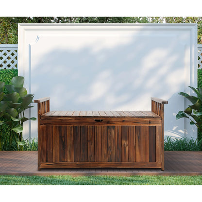 OSBE-WD-L-CA Livsip Outdoor Storage Box Wooden Garden Bench L Charcoal