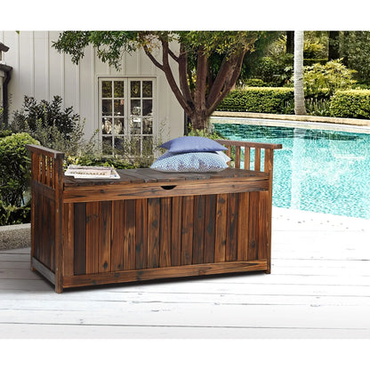 OSBE-WD-L-CA Livsip Outdoor Storage Box Wooden Garden Bench L Charcoal