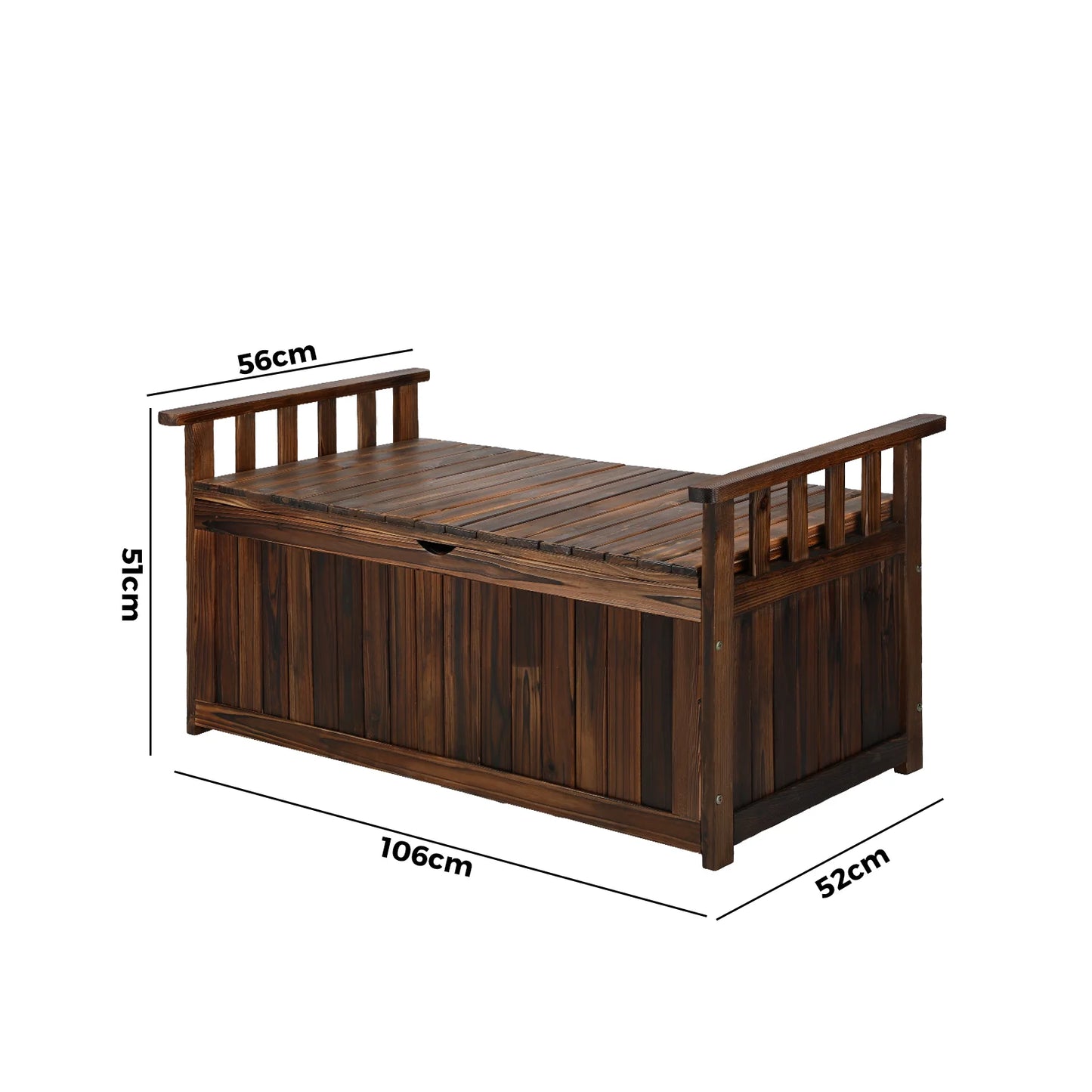 OSBE-WD-L-CA Livsip Outdoor Storage Box Wooden Garden Bench L Charcoal