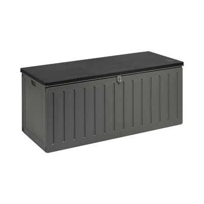 OSBO-490L-BKGY Livsip Outdoor Storage Box Bench 490L Cabinet Container Garden Deck Tool Grey