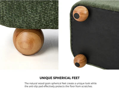 OTM-B-BALL-CH-GN Oikiture Storage Ottoman Blanket Box Couch Bench Chenille Ball Foot Stool