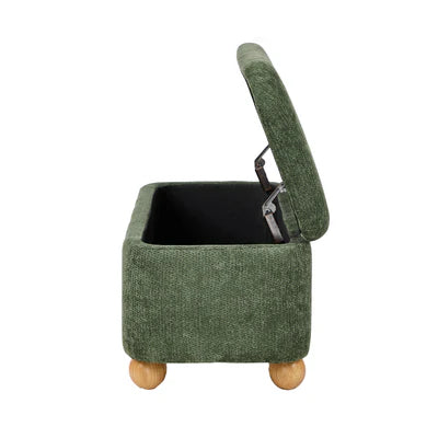 OTM-B-BALL-CH-GN Oikiture Storage Ottoman Blanket Box Couch Bench Chenille Ball Foot Stool