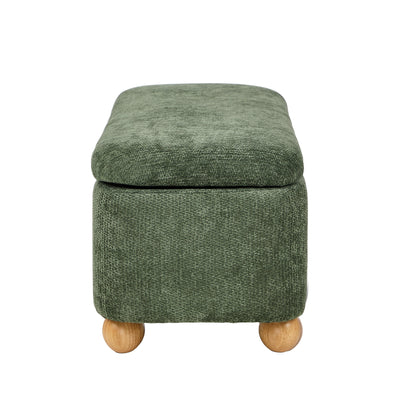 OTM-B-BALL-CH-GN Oikiture Storage Ottoman Blanket Box Couch Bench Chenille Ball Foot Stool
