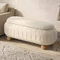 OTM-B-COCO-SP-BG Oikiture 103cm Teddy Boucle Storage Ottoman Oval Bench Chest Ball Legs Beige