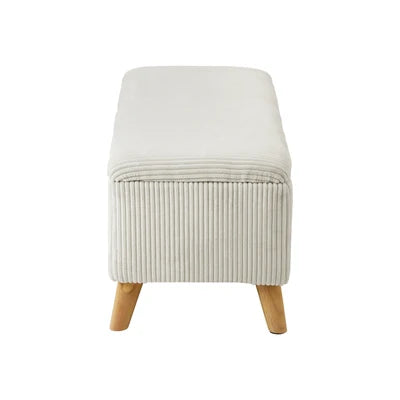 OTM-CUB-VV-BE Oikiture Storage Ottoman Blanket Box Chest Toy Foot Stool LARGE Polyester Beige