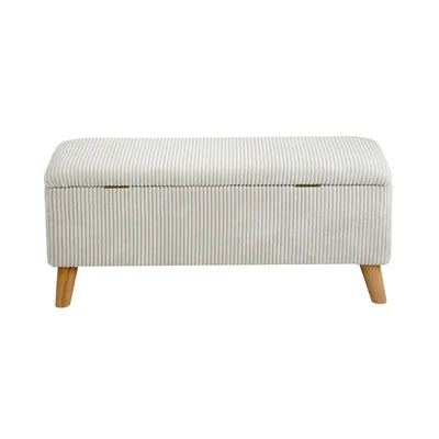 OTM-CUB-VV-BE Oikiture Storage Ottoman Blanket Box Chest Toy Foot Stool LARGE Polyester Beige