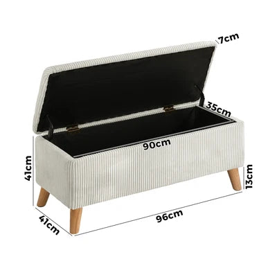 OTM-CUB-VV-BE Oikiture Storage Ottoman Blanket Box Chest Toy Foot Stool LARGE Polyester Beige