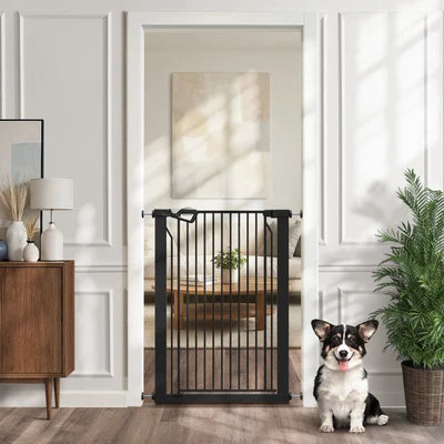PET-GATE-A120-BK Alopet 120cm Retractable Safety Gate Pet Dog Cat Fence Guard Door Black