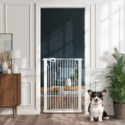 PET-GATE-A120-WH Alopet 120cm Retractable Safety Gate Pet Dog Cat Fence Guard Door White