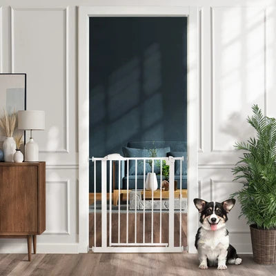 PET-GATE-A79-WH Alopet 78cm Retractable Safety Gate Pet Dog Cat Fence Guard Door White