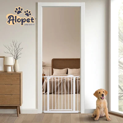 PET-GATE-A79-WH Alopet 78cm Retractable Safety Gate Pet Dog Cat Fence Guard Door White