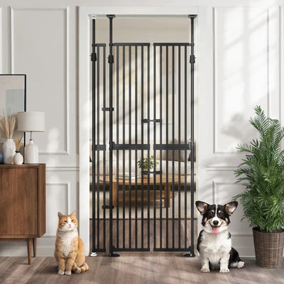 PET-GATE-DB-A190-BK Alopet 190cm-264cm Retractable Safety Gate Pet Dog Cat Extra Tall Fence Black