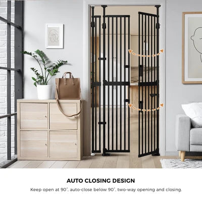 PET-GATE-DB-A190-BK Alopet 190cm-264cm Retractable Safety Gate Pet Dog Cat Extra Tall Fence Black