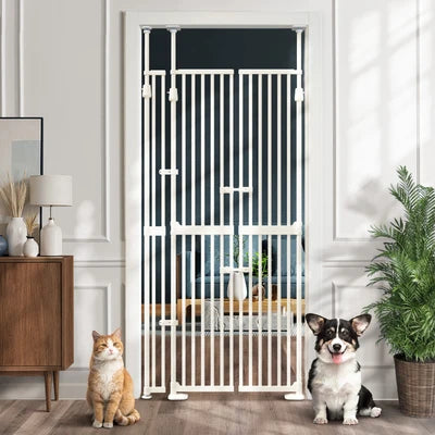 PET-GATE-DB-A190-WH Alopet 190cm-264cm Retractable Safety Gate Pet Dog Cat Extra Tall Fence White