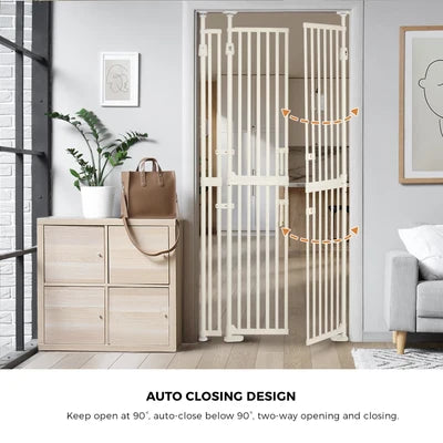 PET-GATE-DB-A190-WH Alopet 190cm-264cm Retractable Safety Gate Pet Dog Cat Extra Tall Fence White