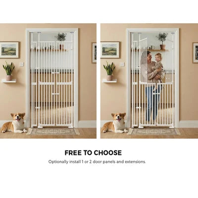 PET-GATE-DB-A190-WH Alopet 190cm-264cm Retractable Safety Gate Pet Dog Cat Extra Tall Fence White
