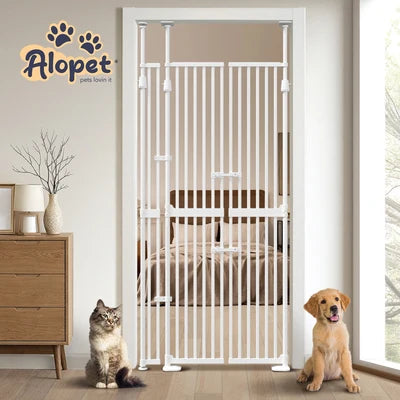 PET-GATE-DB-A190-WH Alopet 190cm-264cm Retractable Safety Gate Pet Dog Cat Extra Tall Fence White