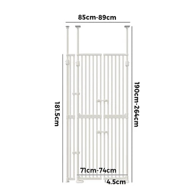 PET-GATE-DB-A190-WH Alopet 190cm-264cm Retractable Safety Gate Pet Dog Cat Extra Tall Fence White