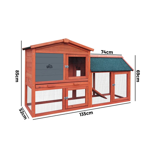 PET-HUTCH-2RM-WD Alopet Rabbit Hutch Chicken Coop Bunny House Run Cage Wooden Outdoor Pet Hutch