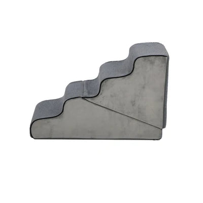 PET-RAMP-FM-S4-GY Alopet Pet Ramp Foam Dog Cover Stairs Washable Ladder For Bed Sofa Car 4 Steps
