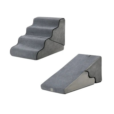 PET-RAMP-FM-S4-GY Alopet Pet Ramp Foam Dog Cover Stairs Washable Ladder For Bed Sofa Car 4 Steps