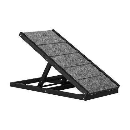 PET-RAMP-M-BK Alopet Dog Pet Ramp Adjustable Height Dogs Stairs Bed Sofa Car Foldable 70cm