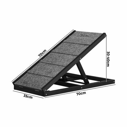 PET-RAMP-M-BK Alopet Dog Pet Ramp Adjustable Height Dogs Stairs Bed Sofa Car Foldable 70cm