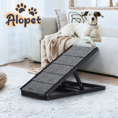 PET-RAMP-M-BK Alopet Dog Pet Ramp Adjustable Height Dogs Stairs Bed Sofa Car Foldable 70cm