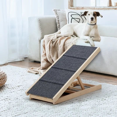 PET-RAMP-M-WD Alopet Dog Pet Ramp Adjustable Height Stairs Bed Sofa Car Foldable 70cm