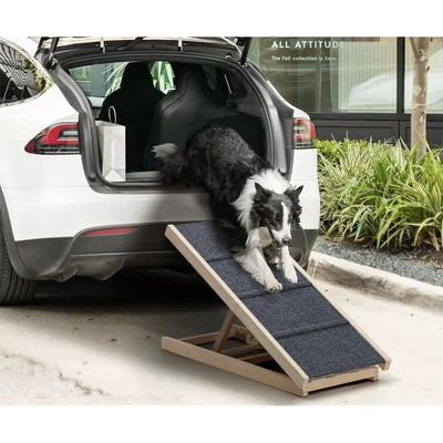 PET-RAMP-M-WD Alopet Dog Pet Ramp Adjustable Height Stairs Bed Sofa Car Foldable 70cm