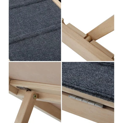 PET-RAMP-M-WD Alopet Dog Pet Ramp Adjustable Height Stairs Bed Sofa Car Foldable 70cm