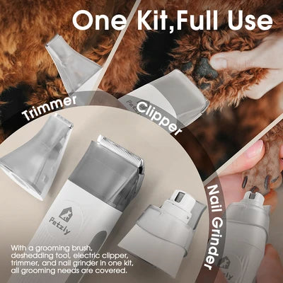 PET1005-WH Petzly Pet Grooming Vacuum Kit 7 in 1 Kit Cat Dog Pet Hair Grooming Tools